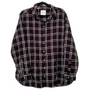 NWOT Jachs Girlfriend NY Black LongSleeve Flannel ButtonDown OverSized Pocket-XL